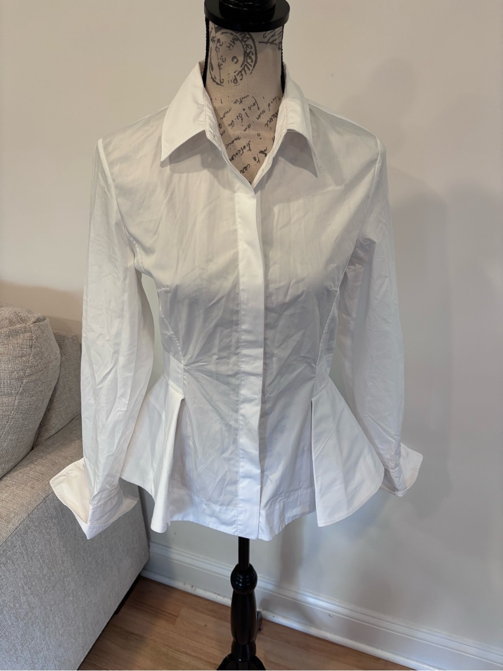 Zara white button down peplum cotton shirt size small